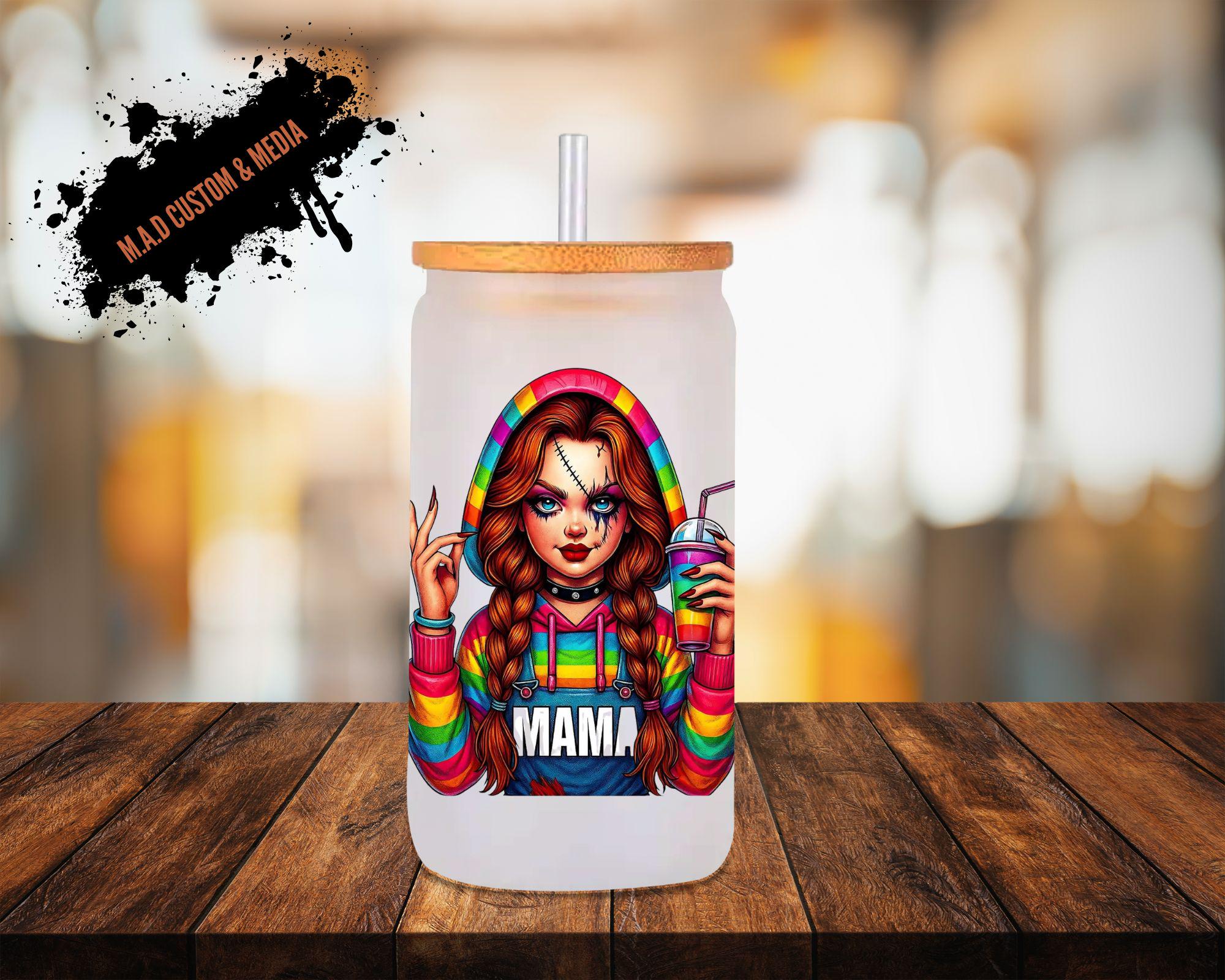 Halloween Mama's 16oz Frosted Glass