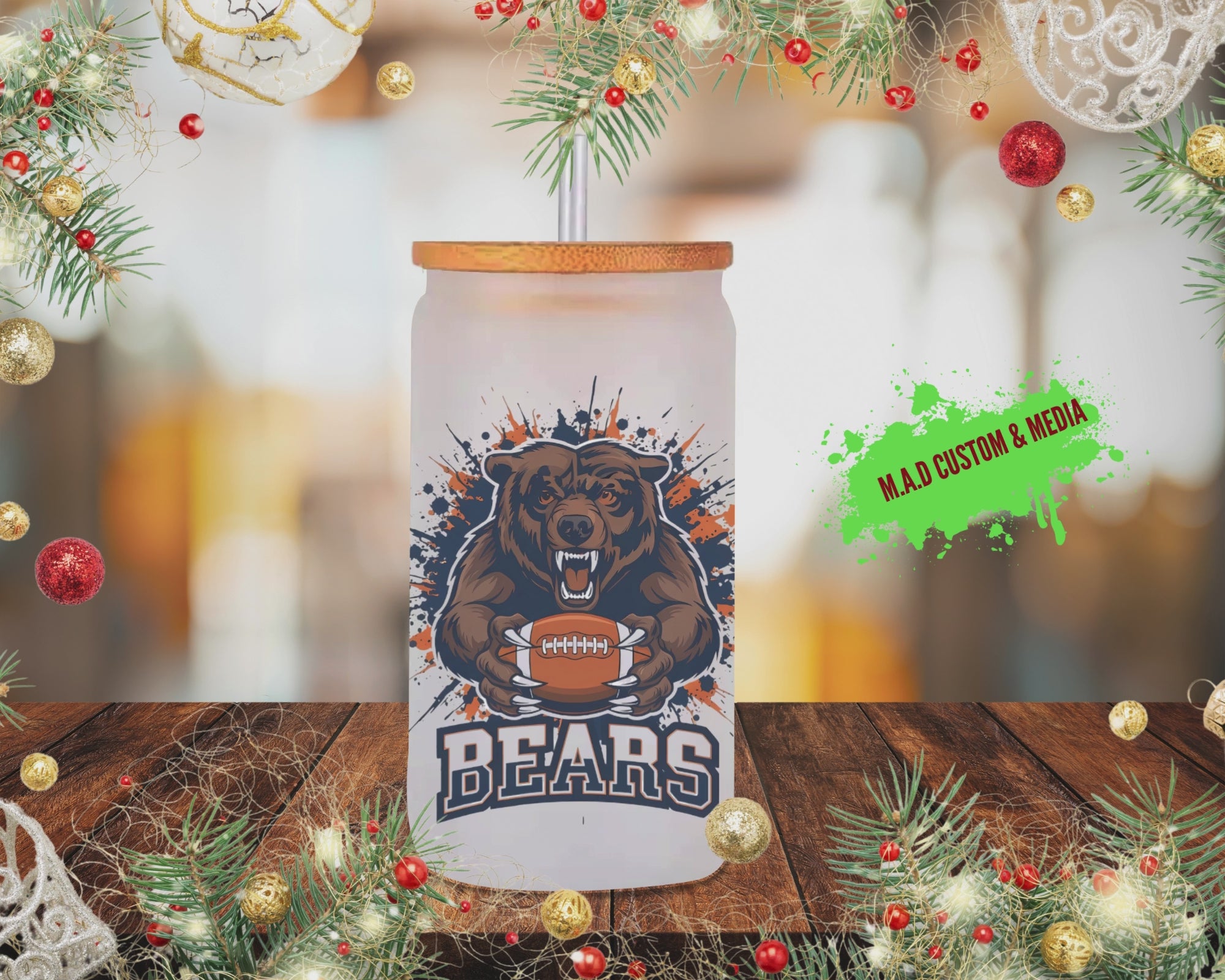 BEARS FROSTED GLASS TUMBLER
